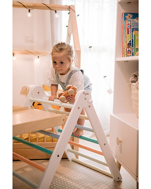 Family Nation Triangolo Montessori Pikler Rainbow - Sunny Beach + Scivolo/Rampa Montessori Rainbow 2 in 1 - Sviluppa Equilibrio e Agilità Giochi Montessoriani