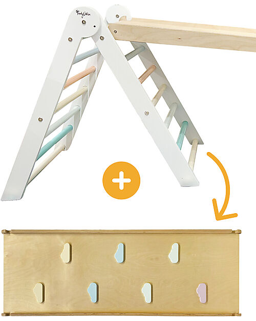 Family Nation Triangolo Montessori Pikler Rainbow - Sunny Beach + Scivolo/Rampa Montessori Rainbow 2 in 1 - Sviluppa Equilibrio e Agilità Giochi Montessoriani