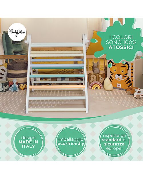 Family Nation Triangolo Montessori Pikler Rainbow - Sunny Beach + Scivolo/Rampa Montessori Rainbow 2 in 1 - Sviluppa Equilibrio e Agilità Giochi Montessoriani