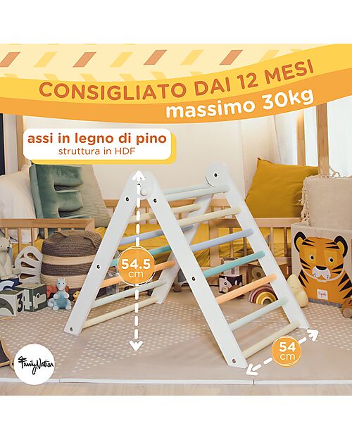 Family Nation Triangolo Montessori Pikler Rainbow - Sunny Beach - Sviluppa Equilibrio e Agilità Giochi Montessoriani
