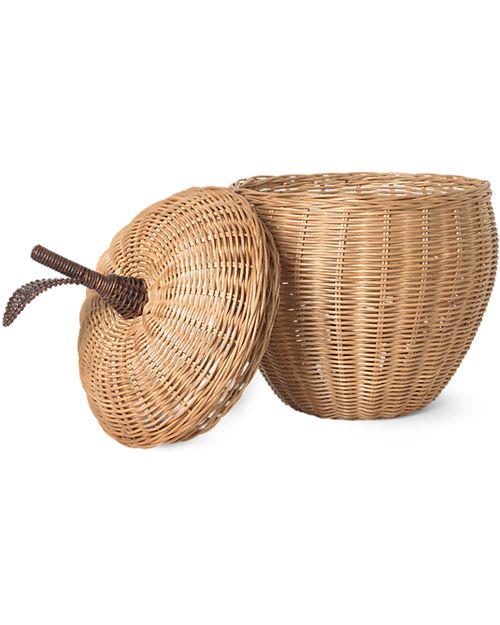 Ferm Living Cesto Portatutto con Coperchio - Mela Small 28 cm - Rattan Cestini in Vimini