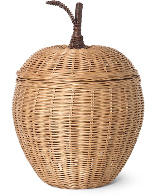 Ferm Living Cesto Portatutto con Coperchio - Mela Small 28 cm - Rattan Cestini in Vimini