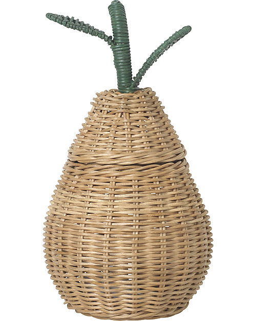 Ferm Living Cesto Portatutto con Coperchio - Pera Large 59 cm - Rattan Cestini in Vimini