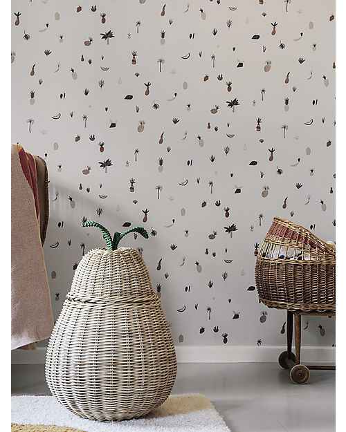 Ferm Living Cesto Portatutto con Coperchio - Pera Large 59 cm - Rattan Cestini in Vimini
