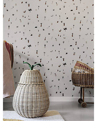 Ferm Living Cesto Portatutto con Coperchio - Pera Large 59 cm - Rattan Cestini in Vimini