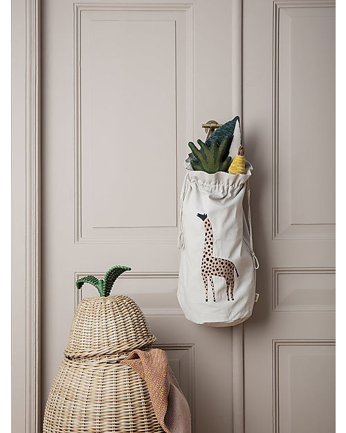 Ferm Living Cesto Portatutto con Coperchio - Pera Large 59 cm - Rattan Cestini in Vimini