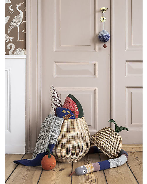 Ferm Living Cesto Portatutto con Coperchio - Pera Small 30 cm - Rattan Cestini in Vimini