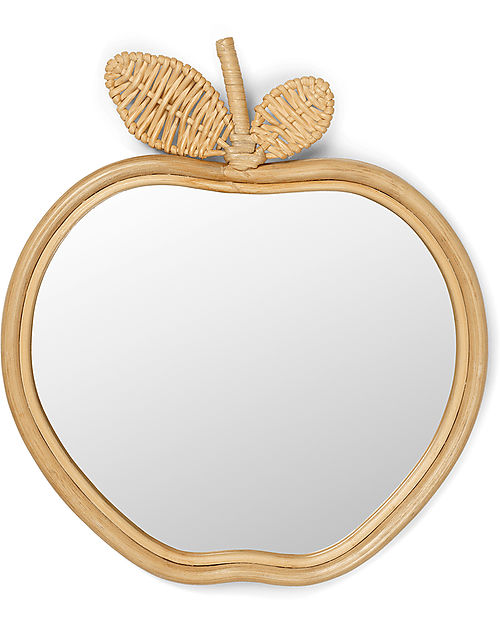 Ferm Living Specchio Mela Naturale - 42x37 cm - Rattan e Bambù Decorazioni da Parete