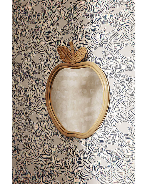 Ferm Living Specchio Mela Naturale - 42x37 cm - Rattan e Bambù Decorazioni da Parete