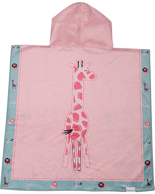 FlapJackKids Accappatoio Poncho Reversibile - Giraffa+Zoo (2-6 anni) - 61 x 61 cm Accappatoi e Asciugamani