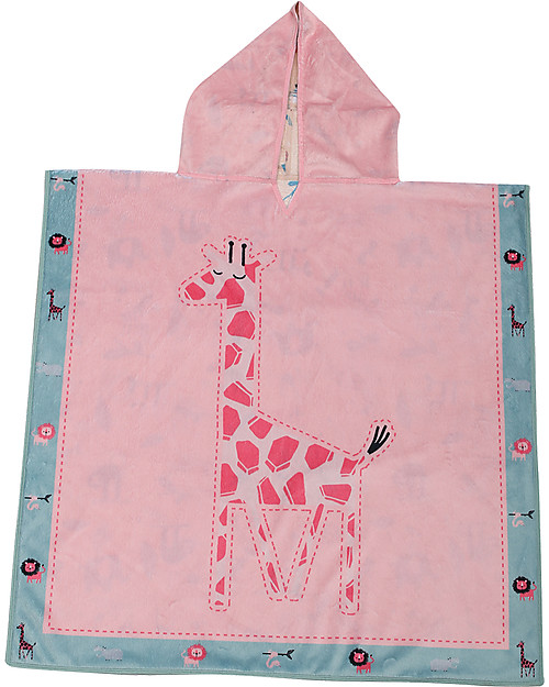 FlapJackKids Accappatoio Poncho Reversibile - Giraffa+Zoo (2-6 anni) - 61 x 61 cm Accappatoi e Asciugamani