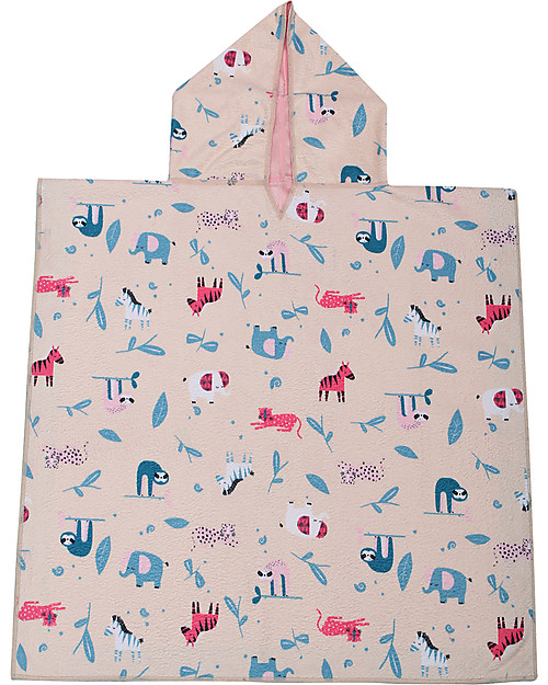 FlapJackKids Accappatoio Poncho Reversibile - Giraffa+Zoo (2-6 anni) - 61 x 61 cm Accappatoi e Asciugamani