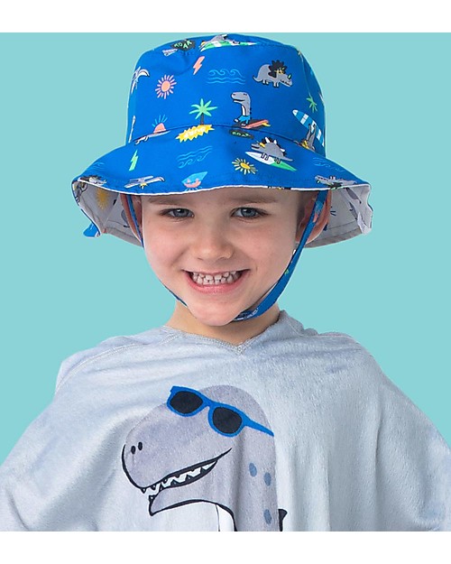 FlapJackKids Cappello Estivo Reversibile da Colorare con Pennarelli - 100%  Cotone - Dino unisex (bambini)