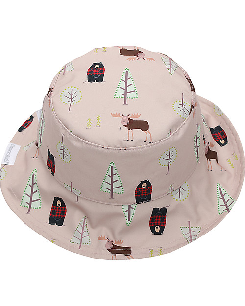 FlapJackKids Baby Cappello Estivo Reversibile Anti-UV SPF 50+ Pattern Alce+Cottage Cappelli Estivi