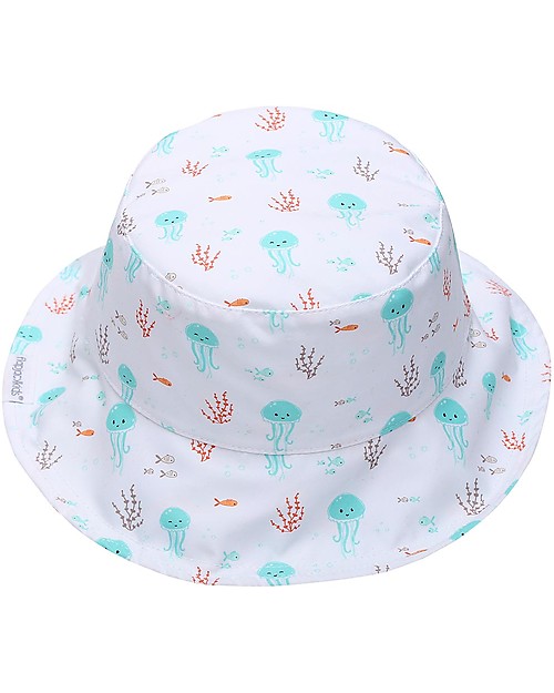 FlapJackKids Baby Cappello Estivo Reversibile Anti-UV SPF 50+ Pesce+Medusa Cappelli Estivi