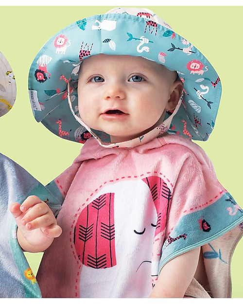FlapJackKids Baby Cappello Estivo Reversibile Anti-UV SPF 50+ Zoo Rosa Cappelli Estivi