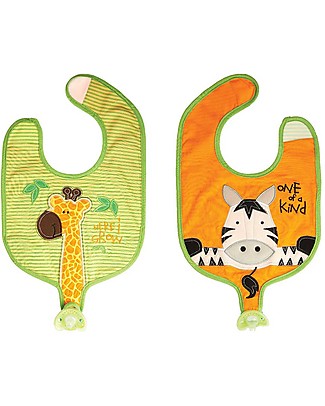 FlapJackKids Bavaglino Reggiciuccio Reversibile, Giraffa/Zebra - 100% Cotone Bavagli Classici