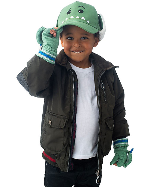 FlapJackKids Berretto 3D con Paraorecchie in Tessuto Sherpa - Dino Cappelli Invernali