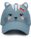 FlapJackKids Berretto Estivo 3D con Visiera - Gatto Denim - Cotone Elasticizzato (4-6 anni) Cappelli Estivi