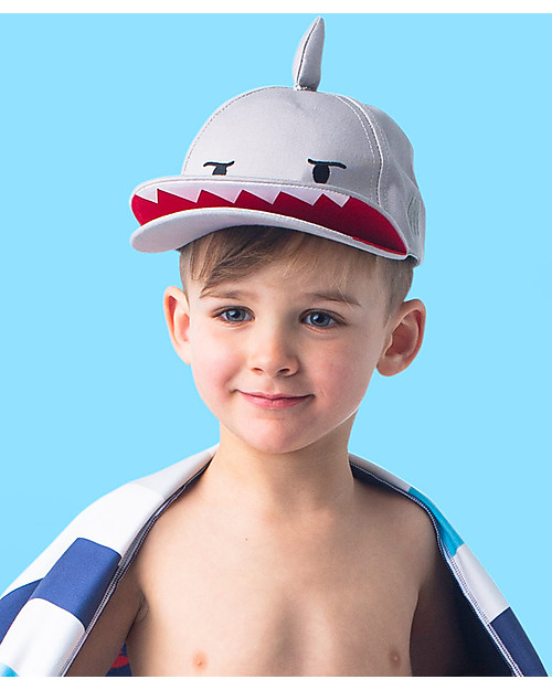 FlapJackKids Berretto Estivo 3D con Visiera - Squalo - Cotone Elasticizzato (4-6 anni) Cappelli Estivi