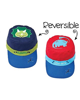 FlapJackKids Berretto Visiera Estivi Anti-UV SPF 50, Dinosauri - 100% cotone Cappelli Estivi