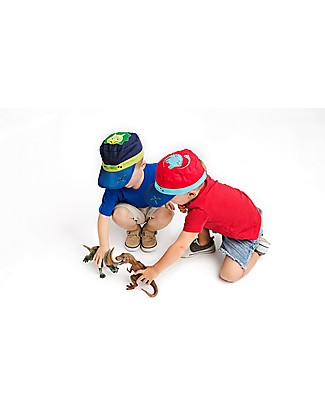 FlapJackKids Berretto Visiera Estivi Anti-UV SPF 50, Dinosauri - 100% cotone Cappelli Estivi