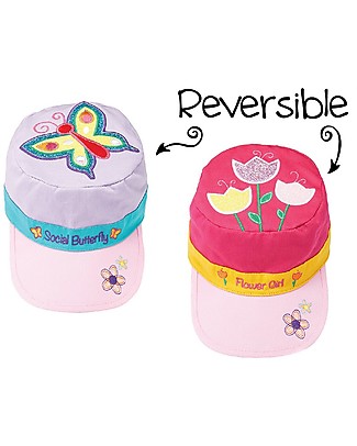 FlapJackKids Berretto Visiera Estivo Anti-UV SPF 50, Farfalla+Tulipano - 100% Cotone Cappelli Estivi