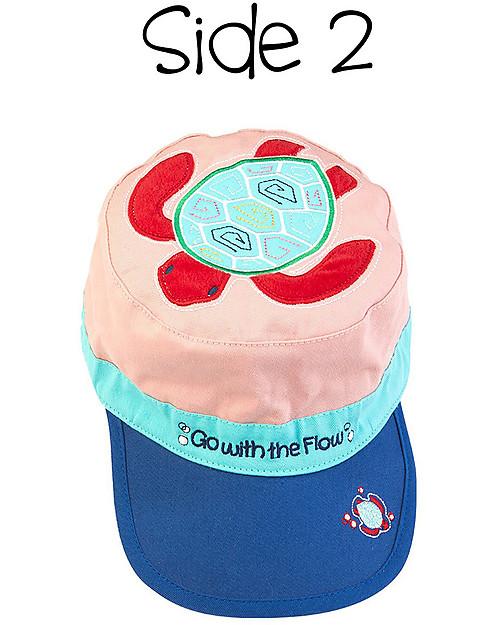 FlapJackKids Berretto Visiera Estivo Anti-UV SPF 50 - Piovra+Tartaruga Marina - 100% cotone Cappelli Estivi