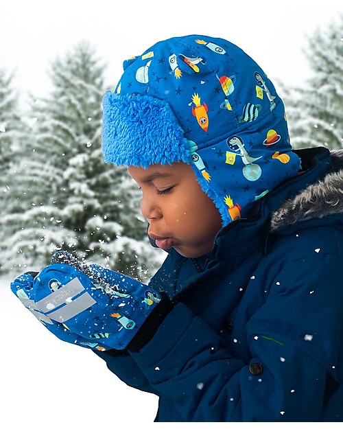 FlapJackKids Cappello Aviatore Idrorepellente e Antivento - Dino - Morbido Tessuto Sherpa Cappelli Invernali