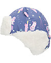 FlapJackKids Cappello Aviatore Idrorepellente e Antivento - Unicorno Indaco - Morbido Tessuto Sherpa Cappelli Invernali