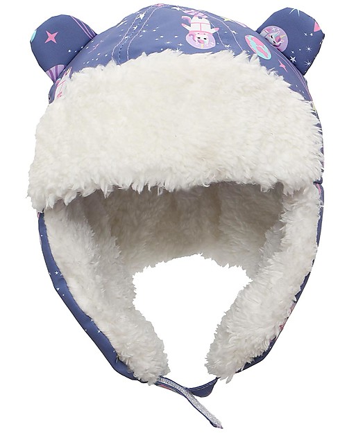 FlapJackKids Cappello Aviatore Idrorepellente e Antivento - Unicorno Indaco - Morbido Tessuto Sherpa Cappelli Invernali