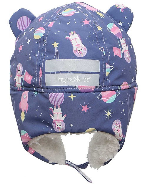 FlapJackKids Cappello Aviatore Idrorepellente e Antivento - Unicorno Indaco - Morbido Tessuto Sherpa Cappelli Invernali