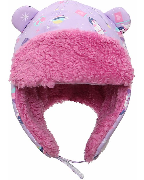 FlapJackKids Cappello Aviatore Idrorepellente e Antivento - Unicorno Lilla - Morbido Tessuto Sherpa Cappelli Invernali