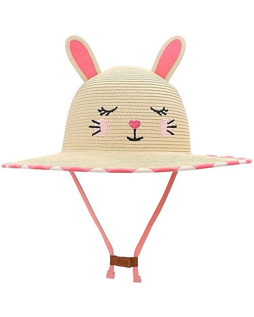 FlapJackKids Cappello di Paglia Anti-UV SPF 50+ - Coniglietto Cappelli Estivi