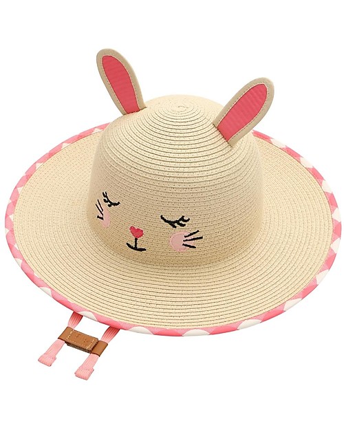 FlapJackKids Cappello di Paglia Anti-UV SPF 50+ - Coniglietto Cappelli Estivi