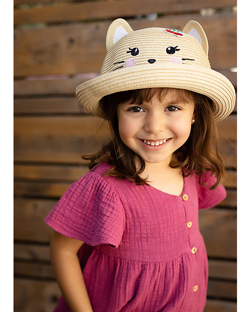 FlapJackKids Cappello di Paglia Anti-UV SPF 50+ - Gatto Cappelli Estivi