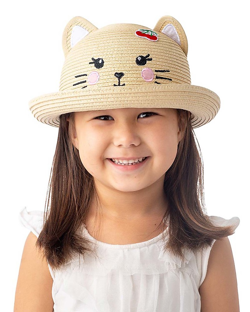 FlapJackKids Cappello di Paglia Anti-UV SPF 50+ - Gatto unisex (bambini)