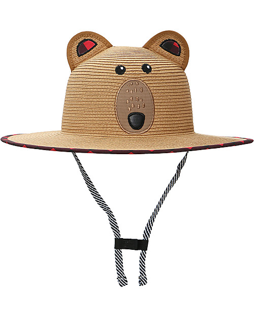 FlapJackKids Cappello di Paglia Anti-UV SPF 50+ - Orso Cappelli Estivi