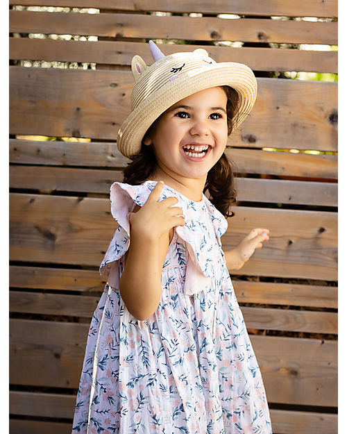 FlapJackKids Cappello di Paglia Anti-UV SPF 50+ - Unicorno Cappelli Estivi