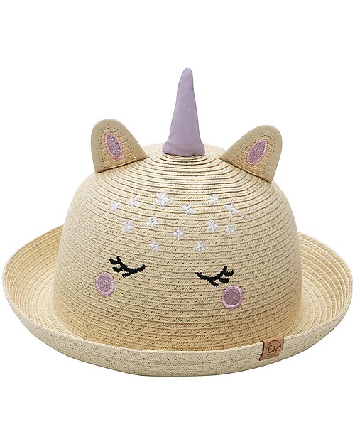 FlapJackKids Cappello di Paglia Anti-UV SPF 50+ - Unicorno Cappelli Estivi