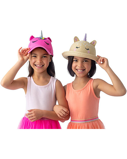 FlapJackKids Cappello di Paglia Anti-UV SPF 50+ - Unicorno Cappelli Estivi