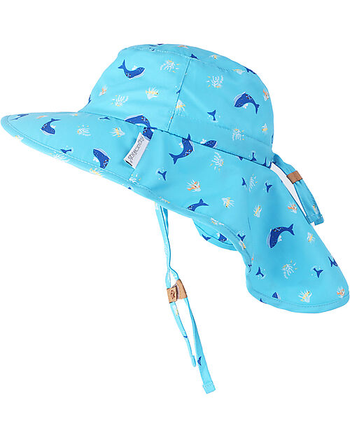 FlapJackKids Cappello Estivo con Paracollo - Anti-UV SPF50+ - Balena/Polpo Cappelli Estivi