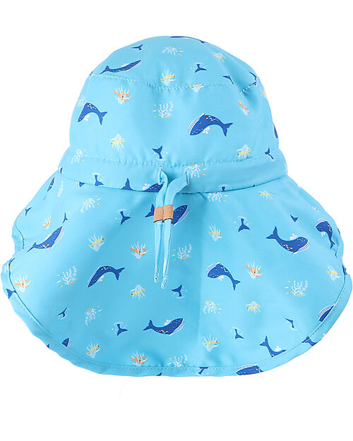 FlapJackKids Cappello Estivo con Paracollo - Anti-UV SPF50+ - Balena/Polpo Cappelli Estivi