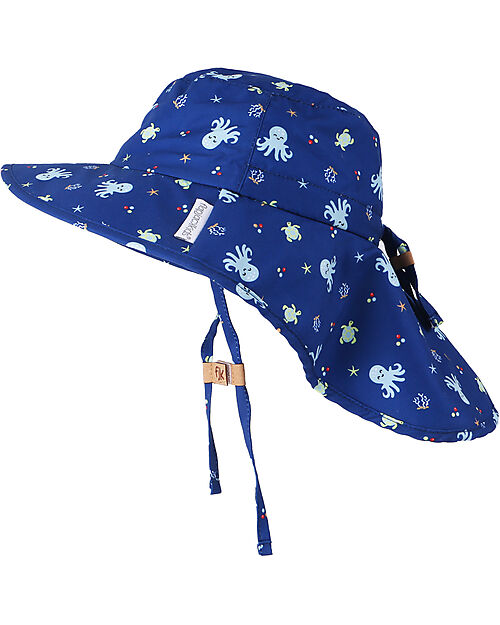 FlapJackKids Cappello Estivo con Paracollo - Anti-UV SPF50+ - Polpo Cappelli Estivi