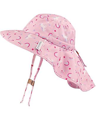 FlapJackKids Cappello Estivo con Paracollo - Anti-UV SPF50+ - Unicorn - 100% Cotone Cappelli Estivi