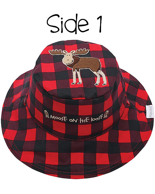 FlapJackKids Cappello Estivo Reversibile Anti-UV SPF 50+ Alce+Orso - 100% cotone Cappelli Estivi
