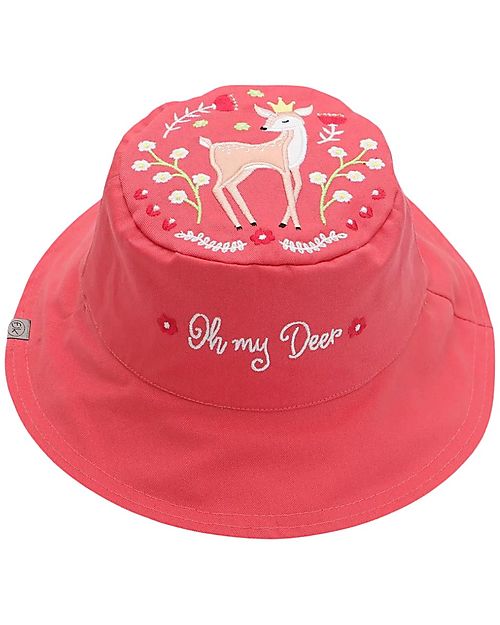 FlapJackKids Cappello Estivo Reversibile Anti-UV SPF 50+ - Bunny+Deer - 100% Cotone Cappelli Estivi