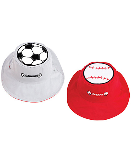 FlapJackKids Cappello Estivo Reversibile Anti-UV SPF 50+, Calcio+Baseball - 100% cotone Cappelli Estivi