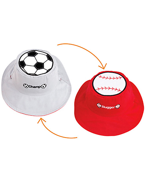 FlapJackKids Cappello Estivo Reversibile Anti-UV SPF 50+, Calcio+Baseball - 100% cotone Cappelli Estivi