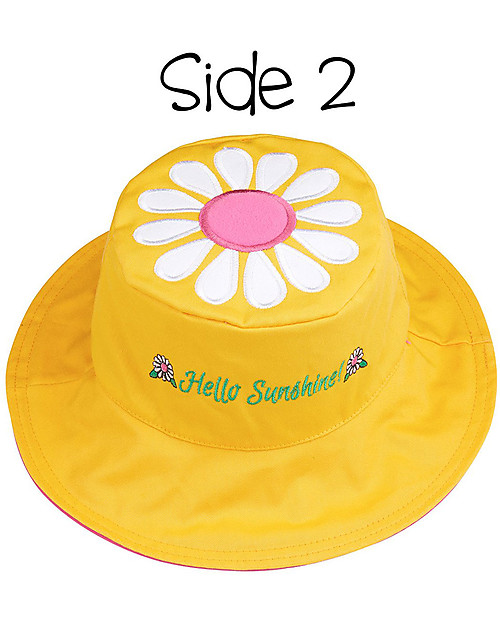 FlapJackKids Cappello Estivo Reversibile Anti-UV SPF 50+, Coniglietto+Margherita - 100% cotone Cappelli Estivi